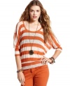 Love this striped sweater from American Rag! Dolman sleeves and a lace inset at the back take this pullover into the cutest style terrain.