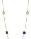 Carolee 40th Anniversary Gold-Tone with White Pearl and Blue Station Illusion Necklace