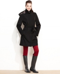 Cover up in style with Nautica's belted raincoat. Knit trim and a removable plaid-lined hood up the style quotient on this must-have topper. Cover up in style with Nautica's belted raincoat. Knit trim and a removable plaid-lined hood up the style quotient on this must-have topper.