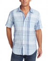 Nautica Men's Short Sleeve Linen Large Plaid Woven