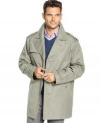 Take cover from the elements with this wind-and-rain resistant coat from London Fog.