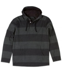 Snuggle up in stripes with this warm hooded thermal by O'Neill. Snuggle up in stripes with this warm hooded thermal by O'Neill.