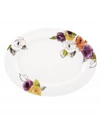 Featuring a mix of edgy, artsy blooms in modern porcelain, kate spade new york's Charcoal Floral platter showcases your favorite main dishes with chic new style. Featuring a mix of edgy, artsy blooms in modern porcelain, kate spade new york's Charcoal Floral platter showcases your favorite main dishes with chic new style.