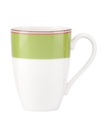Have more fun at the table with the peppy pink and green bands and sublime durability of this Market Street Green mug by kate spade. Have more fun at the table with the peppy pink and green bands and sublime durability of this Market Street Green mug by kate spade.
