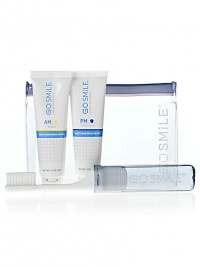 Keep your smile healthy and radiant no matter where you land with our perfectly portable Jet Set Travel Kit. Our AM and PM Toothpastes and a travel toothbrush, nestled snugly in a chic and functional zip bag helps you stick to your beautiful smile routine in any time zone.Includes 1 oz. AM Toothpaste, 1 oz. PM Toothpaste, plus a travel toothbrush. 5 W x ½ D x 4 H Keep your smile healthy and radiant no matter where you land with our perfectly portable Jet Set Travel Kit. Our AM and PM Toothpastes and a travel toothbrush, nestled snugly in a chic and functional zip bag helps you stick to your beautiful smile routine in any time zone.Includes 1 oz. AM Toothpaste, 1 oz. PM Toothpaste, plus a travel toothbrush. 5 W x ½ D x 4 H