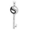 Genuine IceCarats Designer Jewelry Gift Sterling Silver Black And White Cz Swirl Top Circle Key Pendant