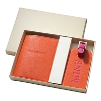 Your travel necessities will stand out with these sturdy, stylish leather accessories. The luggage tag is detailed with a durable gold-plated buckle. Your travel necessities will stand out with these sturdy, stylish leather accessories. The luggage tag is detailed with a durable gold-plated buckle.
