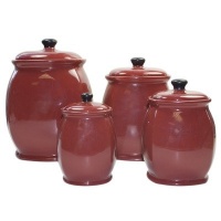 Corelle Hearthstone Chili Red 4-Piece Canister Set Corelle Hearthstone Chili Red 4-Piece Canister Set
