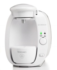 Can touch this! Simply press a button & keep the coffee coming! Equipped with Tassimo's innovative barcode system, this at-home barista prepares every cup just right by exacting the pressure, picking the precise temp and setting the best time. With coffee comes comfort-this single server operates at a near-whisper level and conserves even more energy! Model T20. Can touch this! Simply press a button & keep the coffee coming! Equipped with Tassimo's innovative barcode system, this at-home barista prepares every cup just right by exacting the pressure, picking the precise temp and setting the best time. With coffee comes comfort-this single server operates at a near-whisper level and conserves even more energy! Model T20.