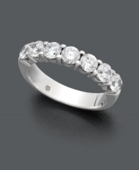 The perfect addition. Complement your diamond engagement ring with this standout wedding band. Seven stations of IGI Certified, round-cut diamonds (1-1/2 ct. t.w.) shine in a 14k white gold setting. The perfect addition. Complement your diamond engagement ring with this standout wedding band. Seven stations of IGI Certified, round-cut diamonds (1-1/2 ct. t.w.) shine in a 14k white gold setting.