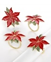 Spruce up your table for the season with poinsettia napkin rings from Lenox. Red blooms with gold trim add just the right touch of holiday cheer.
