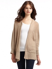THE LOOKDraped open frontDolman sleeves with ribbed cuffsWide ribbed hem with patch pocketsRaised center back seamTHE FITAbout 28 from shoulder to hemTHE MATERIALCashmereCARE & ORIGINDry cleanImportedModel shown is 5'9 (175cm) wearing US size Small. THE LOOKDraped open frontDolman sleeves with ribbed cuffsWide ribbed hem with patch pocketsRaised center back seamTHE FITAbout 28 from shoulder to hemTHE MATERIALCashmereCARE & ORIGINDry cleanImportedModel shown is 5'9 (175cm) wearing US size Small.