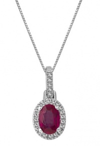 Effy Jewlery 14K White Gold Ruby and Diamond Pendant, .92 TCW Effy Jewlery 14K White Gold Ruby and Diamond Pendant, .92 TCW