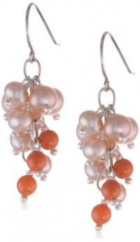 Pink Freshwater Pearl and Swarovski Coral Coated Pearl in Sterling Silver Drop Earrings Pink Freshwater Pearl and Swarovski Coral Coated Pearl in Sterling Silver Drop Earrings