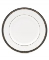 For nearly 150 years, Lenox has been renowned throughout the world as a premier designer and manufacturer of fine china. The Vintage Jewel dinner plates from Lenox's dinnerware and dishes collection evoke a more gracious era, combining pure white bone china with a dark, richly patterned band of muted gold, taupe, charcoal, and black, and accented with subtle touches of cobalt blue.