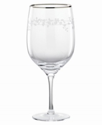 A vision of contemporary elegance from kate spade, this crystal iced beverage glass is shaped by soft, fluid lines and etched stems of leafy foliage. Finished with a polished platinum rim. A vision of contemporary elegance from kate spade, this crystal iced beverage glass is shaped by soft, fluid lines and etched stems of leafy foliage. Finished with a polished platinum rim.