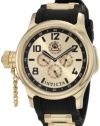 Invicta Men's 1803 Russian Diver Gold Dial Black Polyurethane Watch