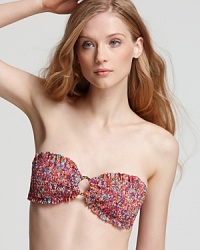 PilyQ makes florals feel flirtatious with this smocked bikini top. Opt for poolside pretty and pair this piece with the matching bottom and aviator frames. PilyQ makes florals feel flirtatious with this smocked bikini top. Opt for poolside pretty and pair this piece with the matching bottom and aviator frames.