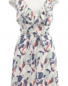 Juicy Couture Blooming Indigo Iris Print Ruffle A-Line Dress 6