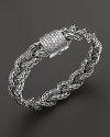 John Hardy's classic braided chain bracelet lends timeless style in sterling silver accented with a diamond pavé clasp.