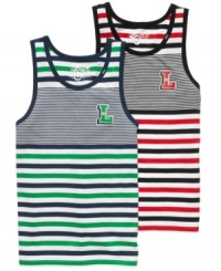 A sporty design takes this this tank from LRG straight into the stripe zone. A sporty design takes this this tank from LRG straight into the stripe zone.