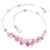 Sterling Silver Pink and Clear Crystal Necklace Made with Swarovski Elements