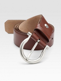 This distinguished style is rendered in luxe saddle leather with an adjustable design and shiny palladio gancini buckle.CalfskinPalladio buckleAbout 1½ wideMade in Italy