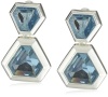 Anne Klein Glen Park Silver-Tone Blue Colored Acrylic Stone Clip On Earrings