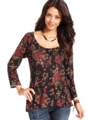 An allover floral print adds feminine flair to this Lucky Brand Jeans top -- perfectly paired with your fave denim! An allover floral print adds feminine flair to this Lucky Brand Jeans top -- perfectly paired with your fave denim!