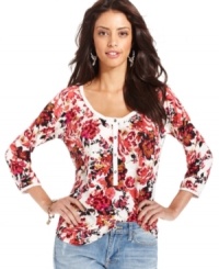 A bold floral print brightens up this Lucky Brand Jeans top -- pair it with your fave denim!