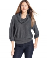 Style&co. adds a sophisticated touch to a classic cowlneck sweater. Dolman sleeves and a banded hem give it chic proportions that work perfectly with jeans, trousers and skirts.