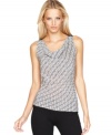 Ellen Tracy's printed cowl-neck tank top brightens up your casual wardrobe!