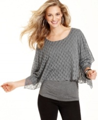 Cha Cha Vente's metallic-knit top lends a chic layered-look without the fuss. Cha Cha Vente's metallic-knit top lends a chic layered-look without the fuss.
