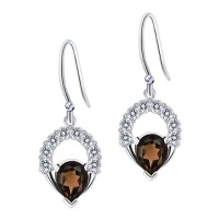 Studio 925 Smokey Topaz and White Diamond CZ Horseshoe Sterling Silver Earrings Studio 925 Smokey Topaz and White Diamond CZ Horseshoe Sterling Silver Earrings