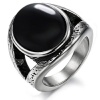 MiniBlue Black Onyx Titanium Steel Big Ring Size 6-12 US