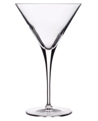 Smart style and sound construction make Crescendo martini glasses sing. A simply sleek silhouette for anytime enjoyment is crafted in Luigi Bormioli's SON.hyx, a revolutionary glass that's guaranteed to resist chipping and discoloration for 25 years. Smart style and sound construction make Crescendo martini glasses sing. A simply sleek silhouette for anytime enjoyment is crafted in Luigi Bormioli's SON.hyx, a revolutionary glass that's guaranteed to resist chipping and discoloration for 25 years.