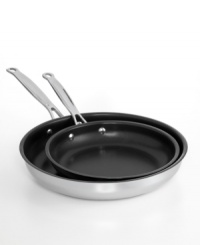 Stick to a healthy diet with nonstick skillets from the Chef's Classic collection. Cuisinart's expertly crafted pair combine attention-grabbing stainless steel with a surface that requires little or no fat to brown and fry foods. Oven-safe for added convenience! Stick to a healthy diet with nonstick skillets from the Chef's Classic collection. Cuisinart's expertly crafted pair combine attention-grabbing stainless steel with a surface that requires little or no fat to brown and fry foods. Oven-safe for added convenience!