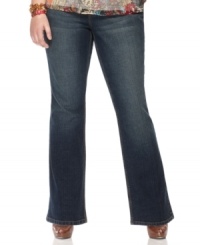 Pair all your favorite tops with American Rag's plus size boot cut jeans, highlighted by a dark wash. Pair all your favorite tops with American Rag's plus size boot cut jeans, highlighted by a dark wash.