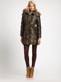 A glamorous take on a classic cold-weather staple, a quilted metallic jacket with a hood trimmed with natural raccoon fur.Fur-trimmed hoodConcealed front closureFlap pocketsAbout 23 from shoulder to hemBody: polyesterFill: down feathers/goose feathersDry clean by fur specialistImportedFur origin: FinlandSIZE & FIT Model shown is 5'10½ (179cm) wearing a US size Small. A glamorous take on a classic cold-weather staple, a quilted metallic jacket with a hood trimmed with natural raccoon fur.Fur-trimmed hoodConcealed front closureFlap pocketsAbout 23 from shoulder to hemBody: polyesterFill: down feathers/goose feathersDry clean by fur specialistImportedFur origin: FinlandSIZE & FIT Model shown is 5'10½ (179cm) wearing a US size Small.