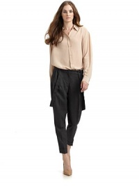 THE LOOKPoint collarSeamed yokeLong sleeves with button cuffsButton frontShirttail hemTHE FITAbout 27 from shoulder to hemTHE MATERIALSilkCARE & ORIGINDry cleanMade in Italy THE LOOKPoint collarSeamed yokeLong sleeves with button cuffsButton frontShirttail hemTHE FITAbout 27 from shoulder to hemTHE MATERIALSilkCARE & ORIGINDry cleanMade in Italy