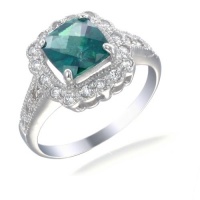 7MM Cushion Cut Green Topaz Ring In Sterling Silver 1.50 CT (Available In Sizes 5 - 9) 7MM Cushion Cut Green Topaz Ring In Sterling Silver 1.50 CT (Available In Sizes 5 - 9)