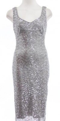 Lauren By Ralph Lauren Silver Shine Sequin Sleeveless Sheath Cocktail Dress 14 Lauren By Ralph Lauren Silver Shine Sequin Sleeveless Sheath Cocktail Dress 14