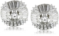 Carolee Classic Love Story Silver-Tone Round Shape Baguette Crystal Earrings Carolee Classic Love Story Silver-Tone Round Shape Baguette Crystal Earrings