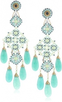 Miguel Ases Prehnite and Green Quartz 5-Stone Chandelier Drop Earrings Miguel Ases Prehnite and Green Quartz 5-Stone Chandelier Drop Earrings
