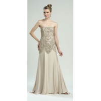 Sue Wong Womens Size 0-14 Champagne Strapless Bead Evening Gown Dress Sue Wong Womens Size 0-14 Champagne Strapless Bead Evening Gown Dress
