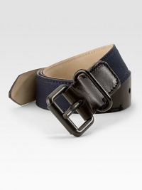 Woven cotton design enhanced by a leather buckle panel.CottonAbout 1¼ wideMade in Italy Woven cotton design enhanced by a leather buckle panel.CottonAbout 1¼ wideMade in Italy