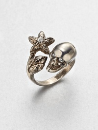 Dazzling crystals embellish this edgy skull and claw design. BrassCrystalsWidth, about .75Made in Italy Dazzling crystals embellish this edgy skull and claw design. BrassCrystalsWidth, about .75Made in Italy