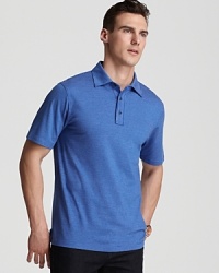 Subtle stripes decorate a soft cotton polo from Michael Kors. Subtle stripes decorate a soft cotton polo from Michael Kors.
