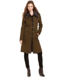 A faux-fur collar and trim ups the luxe on this RACHEL Rachel Roy medium-weight coat -- perfect for a chic cold-weather look!