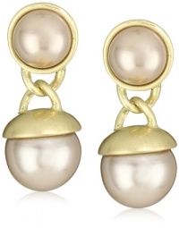Anne Klein Gold-Tone Champagne Pearl Drop Earrings Anne Klein Gold-Tone Champagne Pearl Drop Earrings